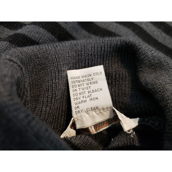 (N5) Y2K Anna Meazza Womens Sweater Size XL Turtleneck Striped Merino Wool - Picture 7 of 7